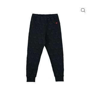 Beau Loves black hearts jacquard pants. Unisex
